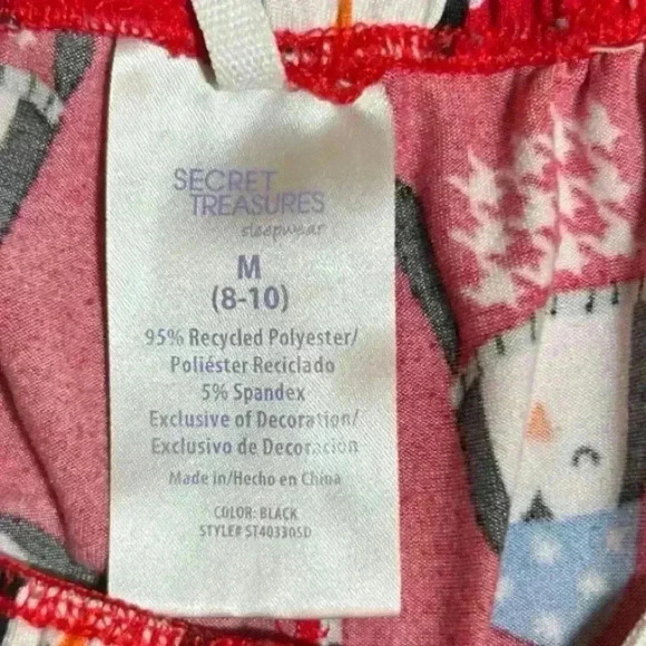 Secret Treasures Women’s Sz M 8 Pajama Pants Joggers Penguin Red Soft pre-loved - Picture 5 of 5